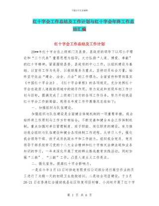 红十字会工作总结及工作计划与红十字会年终工作总结汇编