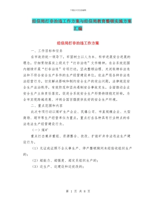经信局打非治违工作方案与经信局教育整顿实施方案汇编