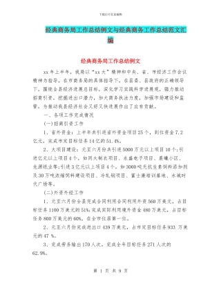 经典商务局工作总结例文与经典商务工作总结范文汇编