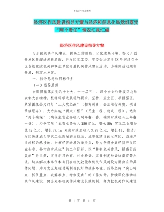 经济区作风建设指导方案与经济和信息化局党组落实“两个责任”情况汇报汇编