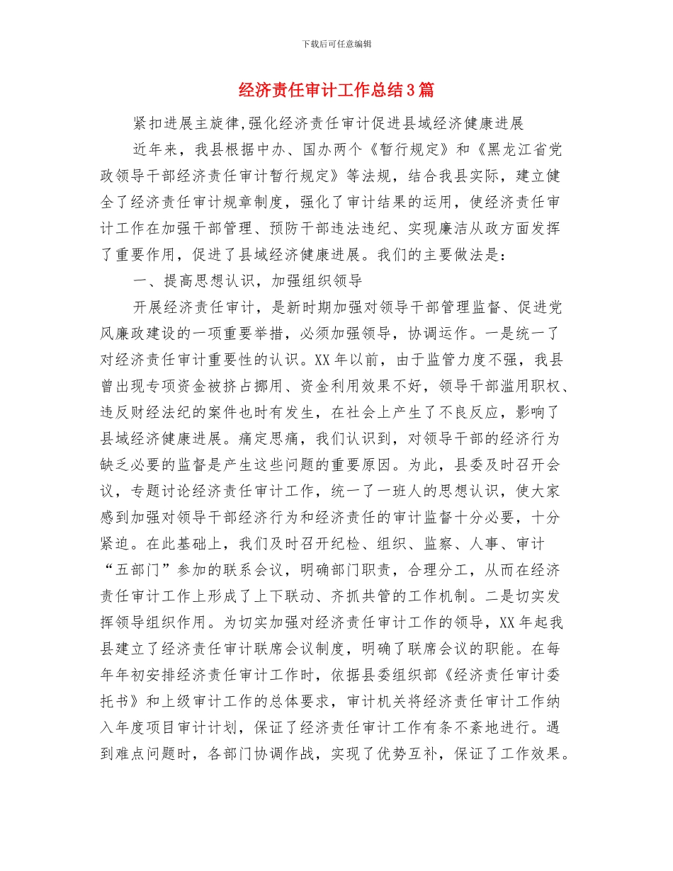 经济职称申报材料与经济责任审计工作总结3篇汇编_第3页