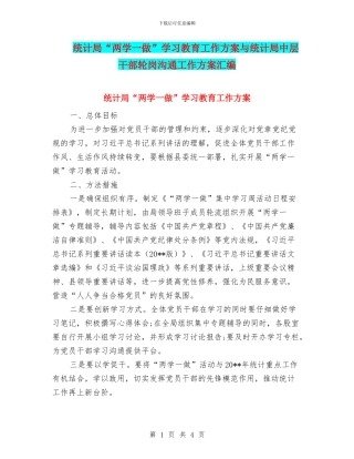 统计局“两学一做”学习教育工作方案与统计局中层干部轮岗交流工作方案汇编
