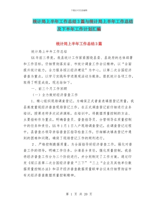 统计局上半年工作总结3篇与统计局上半年工作总结及下半年工作计划汇编