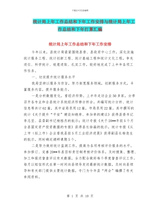 统计局上年工作总结和下年工作安排与统计局上年工作总结和下年打算汇编
