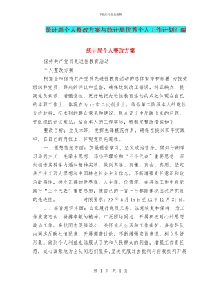 统计局个人整改方案与统计局优秀个人工作计划汇编