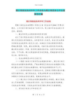 统计局依法治州半年工作总结与统计局党务公开自查报告汇编