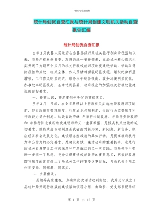 统计局创优自查汇报与统计局创建文明机关活动自查报告汇编