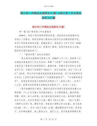 统计局工作情况自查报告与统计局工作自我总结范文汇编