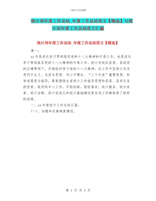 统计局年度工作总结