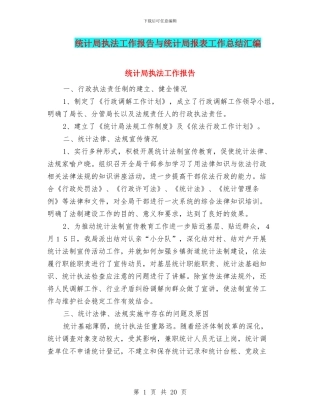 统计局执法工作报告与统计局报表工作总结汇编