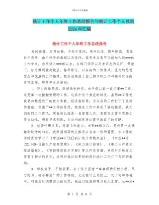 统计工作个人年终工作总结报告与统计工作个人总结2024年汇编