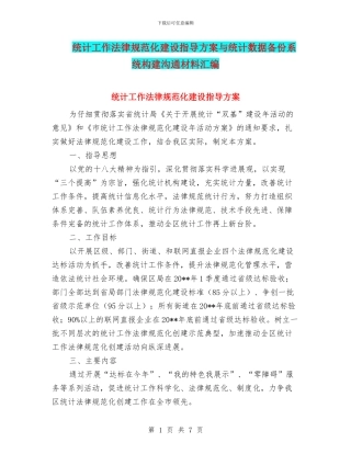 统计工作规范化建设指导方案与统计数据备份系统构建交流材料汇编