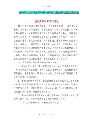 统计所2040年工作计划与统计文化建设实施方案汇编