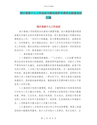 统计系统个人工作总结与继电保护冬季安全检查总结汇编