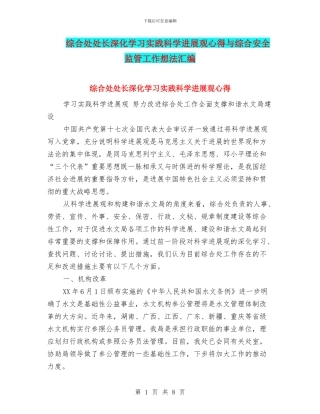 综合处处长深入学习实践科学发展观心得与综合安全监管工作想法汇编