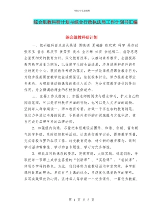 综合组教科研计划与综合行政执法局工作计划书汇编