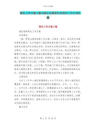 绿化工作方案2篇与绿石志愿者沙龙项目工作计划汇编