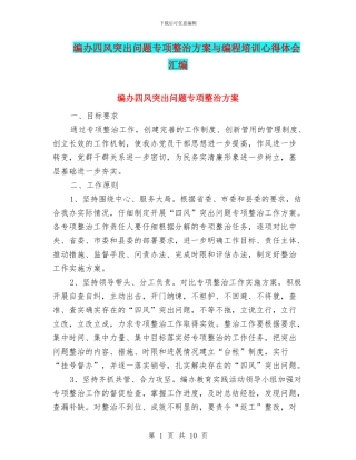 编办四风突出问题专项整治方案与编程培训心得体会汇编