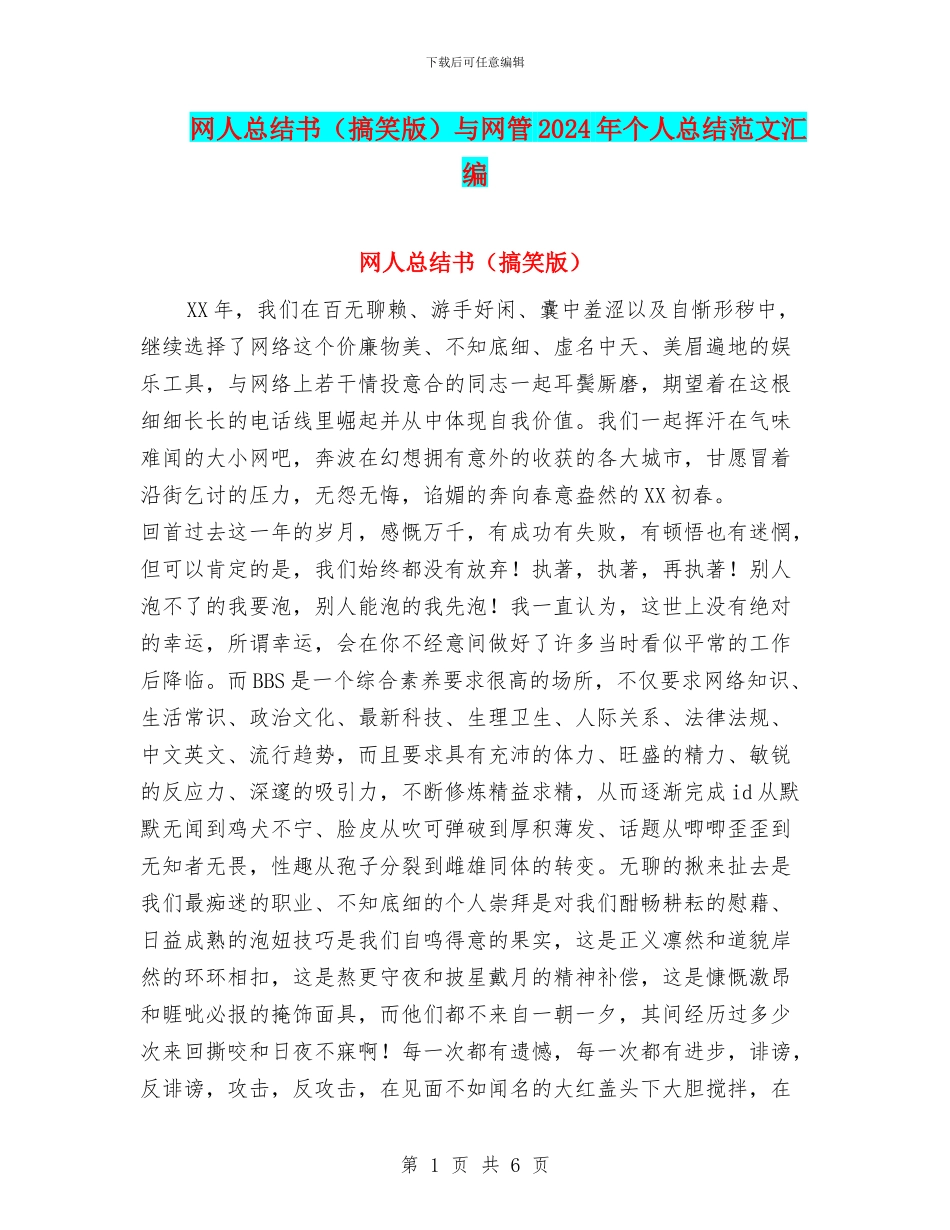 网人总结书与网管2024年个人总结范文汇编_第1页