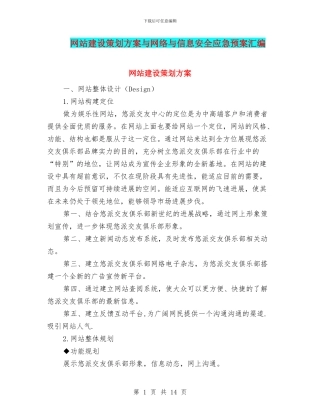 网站建设策划方案与网络与信息安全应急预案汇编