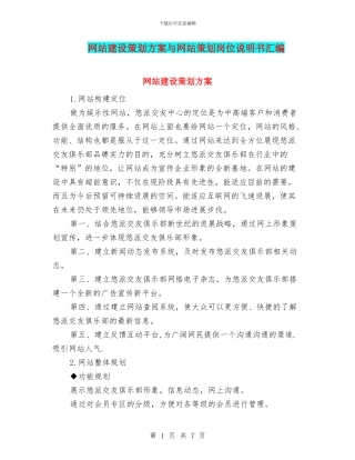 网站建设策划方案与网站策划岗位说明书汇编