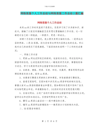 网络客服个人工作总结与网络客服工作总结2篇汇编