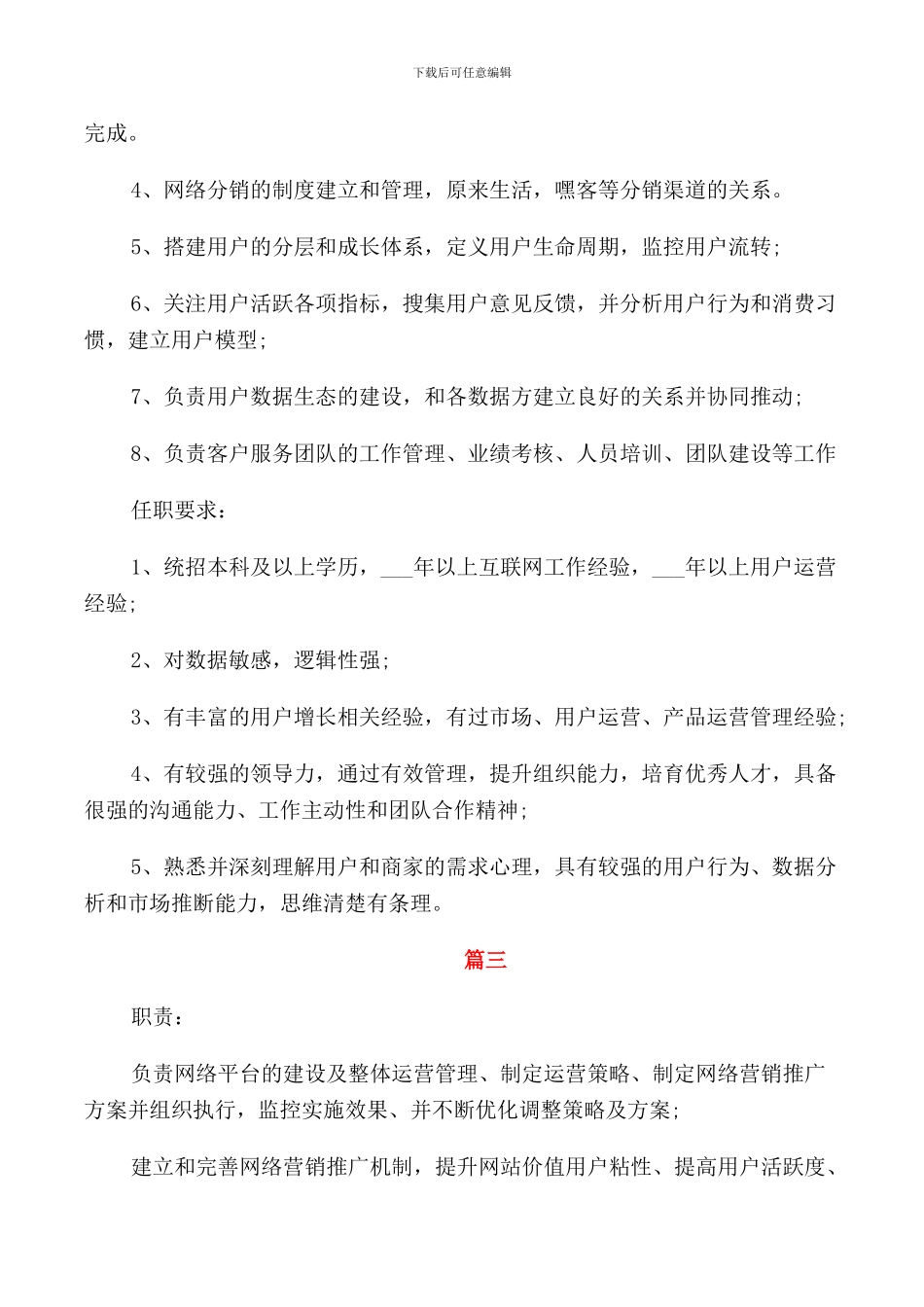 网络运营总监工作的具体职责5篇_第2页