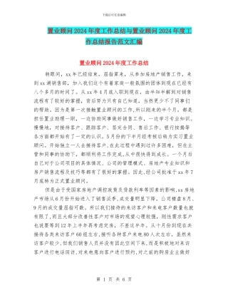 置业顾问2024年度工作总结与置业顾问2024年度工作总结报告范文汇编