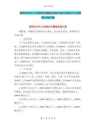 美丽乡村中心村建设全覆盖实施方案与美国子公司销售方案汇编