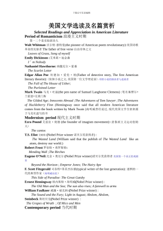美国文学选读及名篇赏析我
