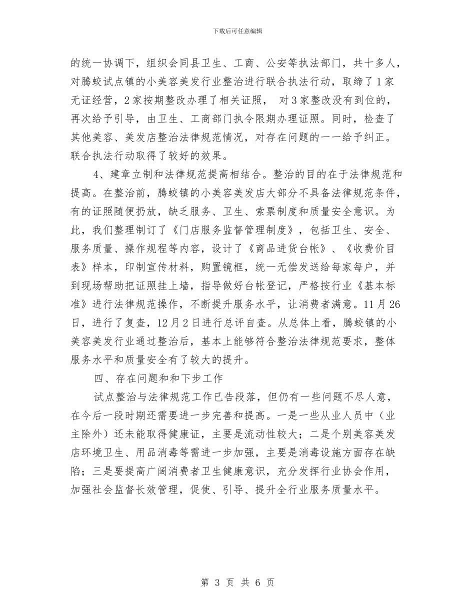 美容美发行业年度工作总结与美容美发行业整治年终工作总结汇编_第3页