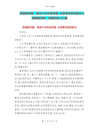 美德演讲稿：继承中华传统美德