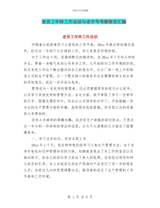 老员工年终工作总结与老字号考察报告汇编