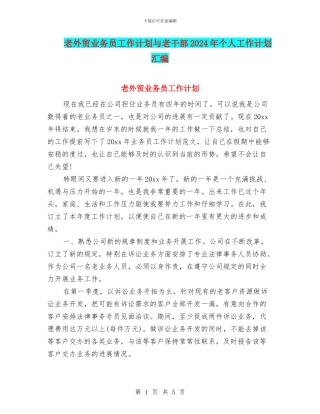 老外贸业务员工作计划与老干部2024年个人工作计划汇编