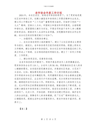 老年协会年度工作计划