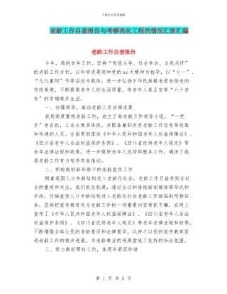 老龄工作自查报告与考察亮化工程的情况汇报汇编