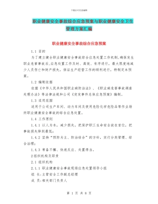 职业健康安全事故综合应急预案与职业健康安全卫生管理方案汇编