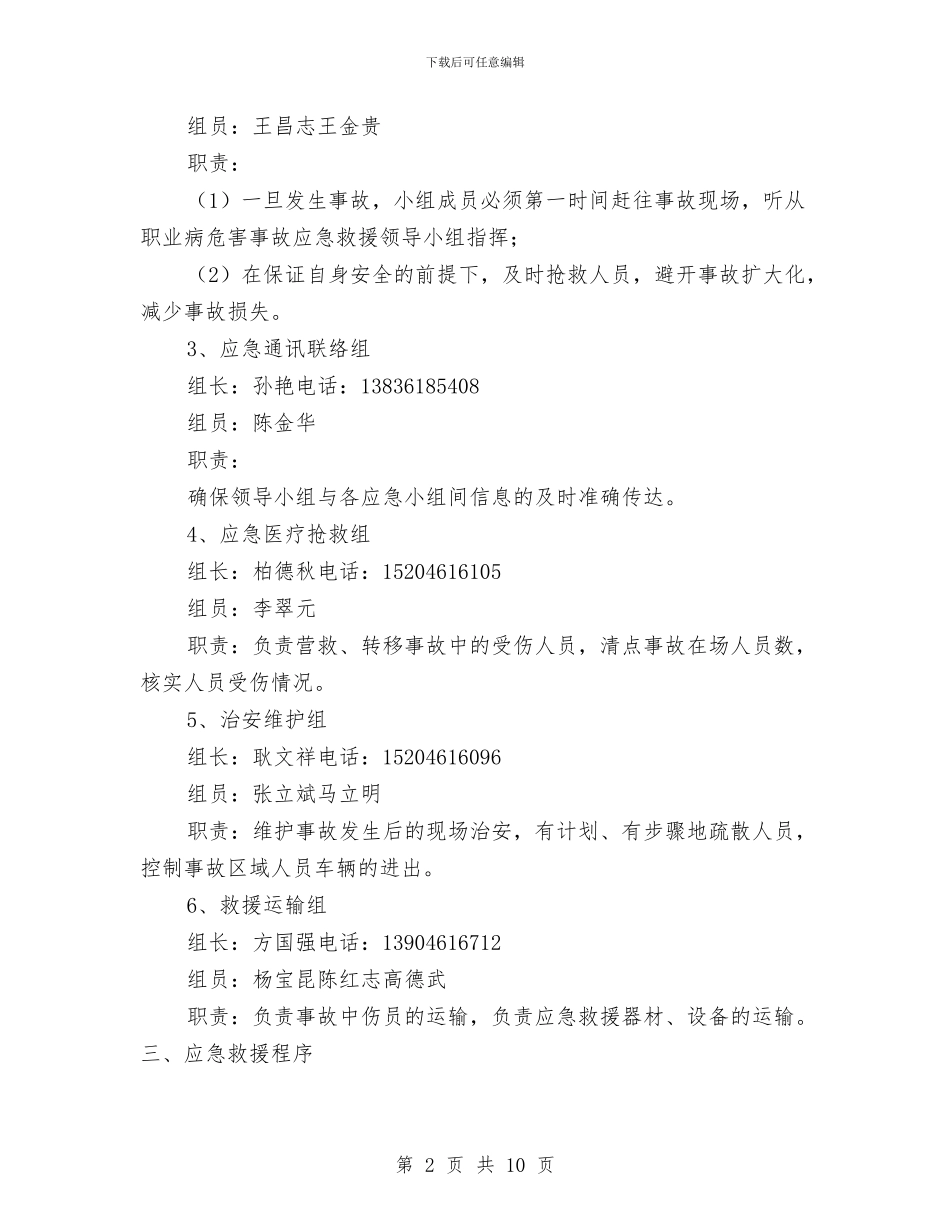 职业危害应急救援预案与职业危害防治计划与实施方案汇编_第2页