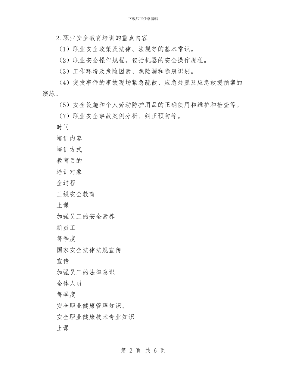 职业安全教育培训计划与职业技术工作总结汇编_第2页