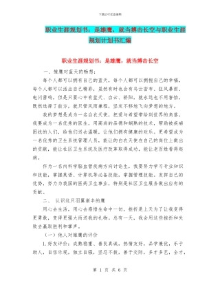 职业生涯规划书：是雄鹰-就当搏击长空与职业生涯规划计划书汇编