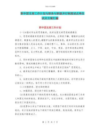 职中团支部工作计划与职务与职级并行制度试点单位试点方案汇编