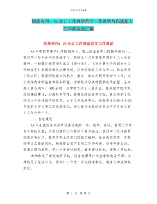 职场实用：05会计工作总结范文工作总结与职场新人的年终总结汇编