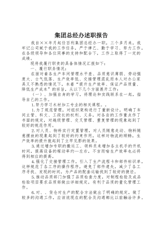 集团总经办述职报告