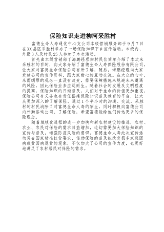 保险知识走进柳河采胜村