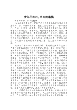 青年的标杆,学习的楷模