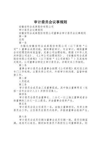 审计委员会议事规则