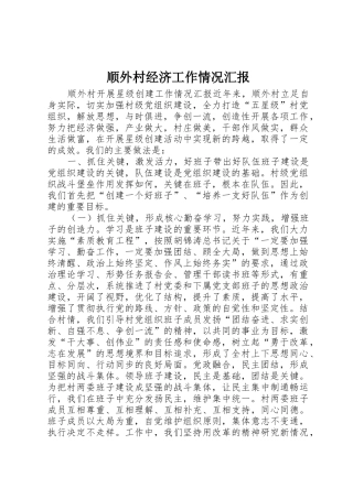 顺外村经济工作情况汇报