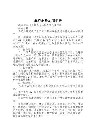 危桥出险加固简报