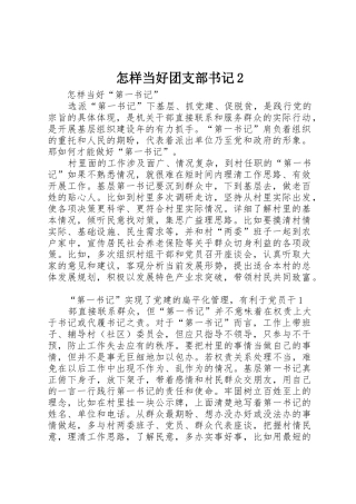 怎样当好团支部书记2