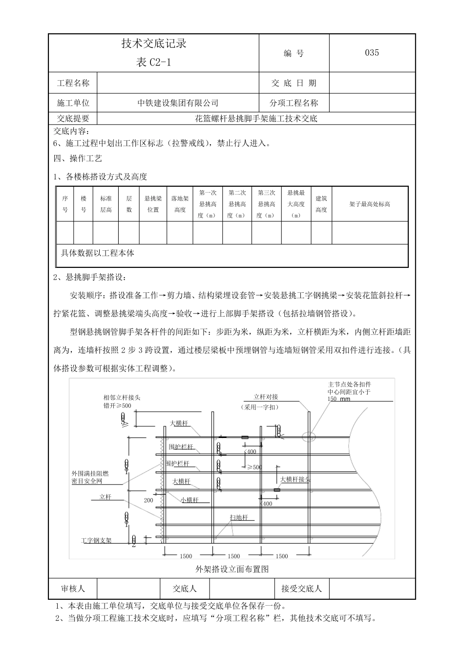 035花篮螺杆悬挑脚手架施工技术交底_第2页